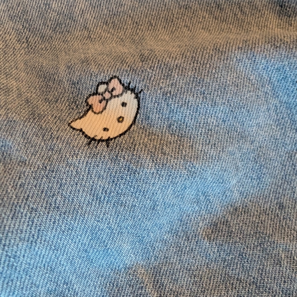 H&M Girls Blue Denim Hello Kitty Print Pants Cotton Size 6x - Picture 9 of 11